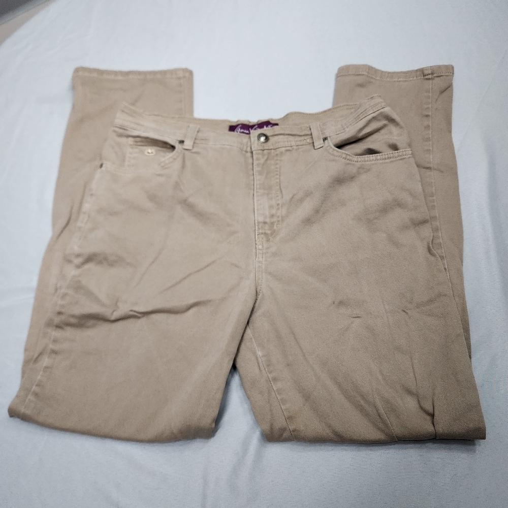 Gloria Vanderbilt Straight Leg Jeans Tan Womens Size 12 Preppy Cleangirl Casual